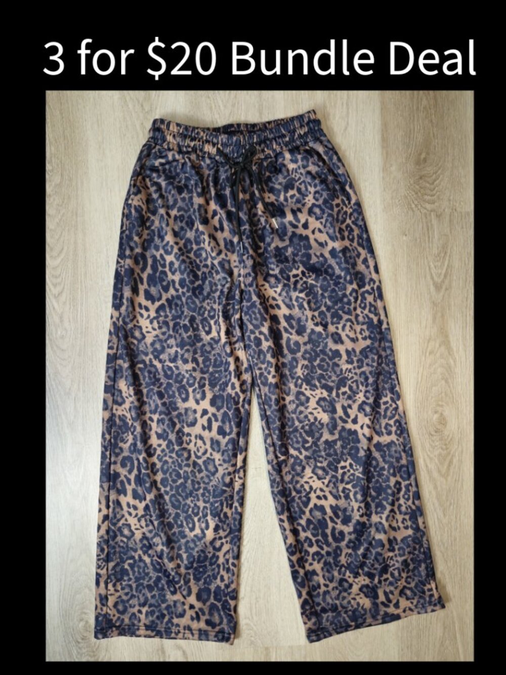 🚨 Leopard Print Pants M Wide Leg Pull On Drawstring SHEIN Athletic